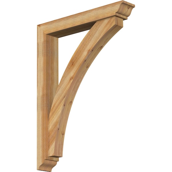 Ekena Millwork Thorton Traditional Rough Sawn Bracket w/ Offset Brace, Western Red Cedar, 6"W x 36"D x 48"H BKT0604X36X48THR01RWR - main
